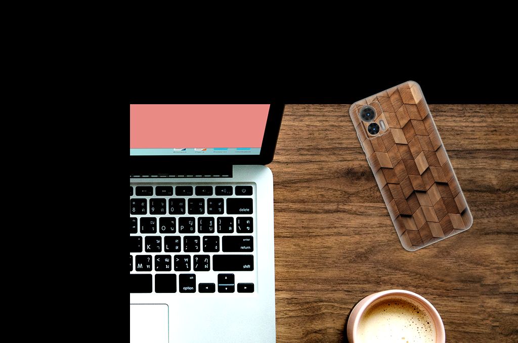 Bumper Hoesje voor Motorola Edge 30 Neo Wooden Cubes