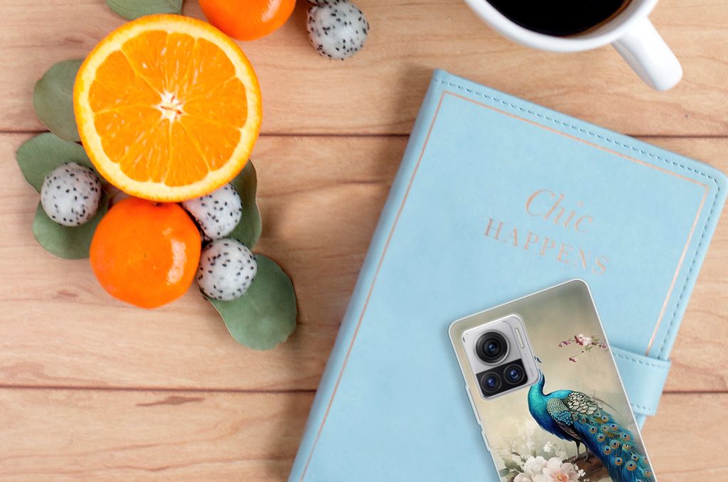 Bumper Hoesje voor Motorola Moto E20 | E40 Wooden Cubes B2C Telecom