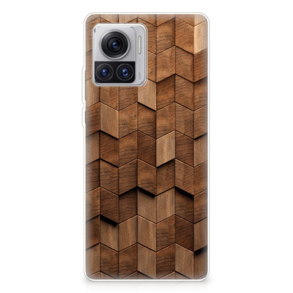 Motorola Moto X30 Pro Bumper Hoesje Wooden Cubes achterkant