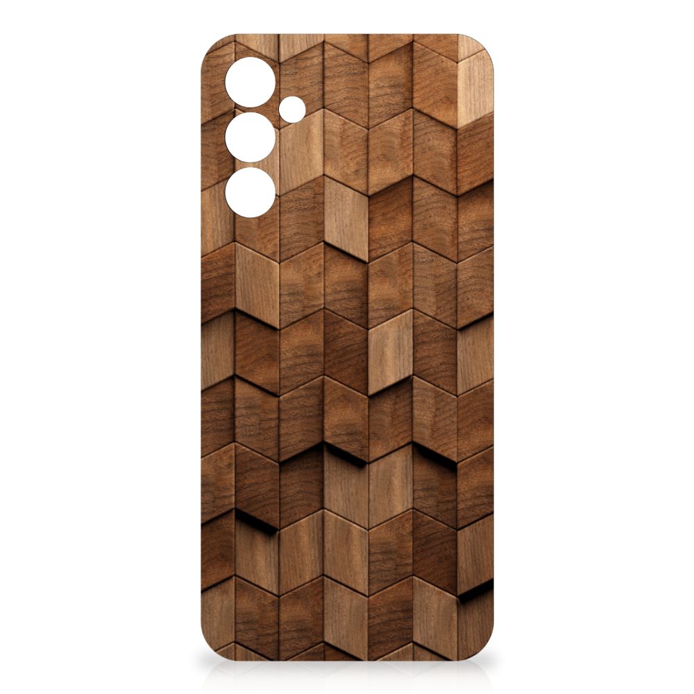 Samsung Galaxy A14 5G Bumper Hoesje Wooden Cubes achterkant