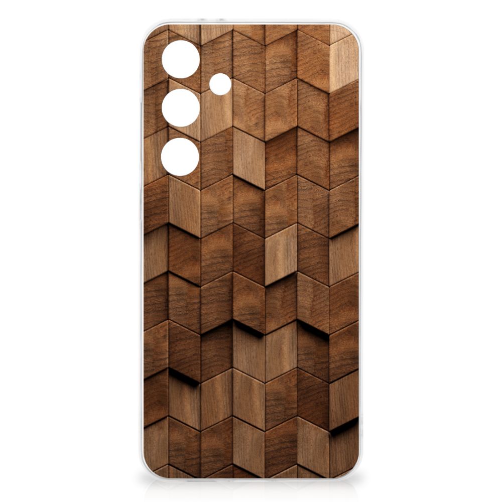 Samsung Galaxy S24 FE Bumper Hoesje Wooden Cubes achterkant