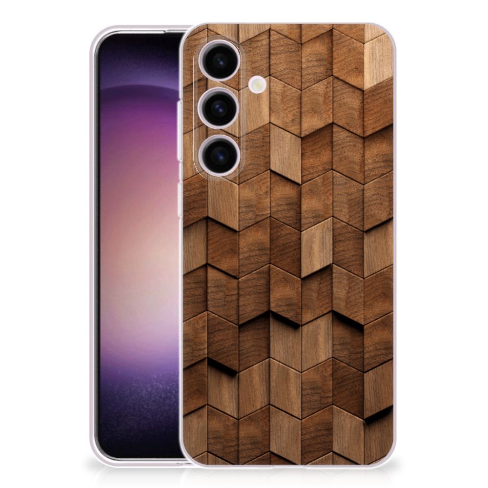 Bumper Hoesje voor Samsung Galaxy S24 Wooden Cubes B2C Telecom