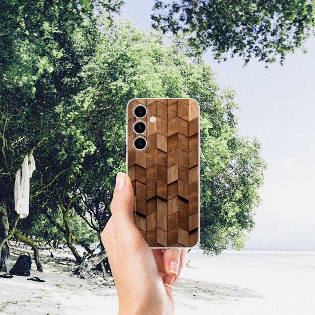 Bumper Hoesje voor Samsung Galaxy S24 Wooden Cubes B2C Telecom
