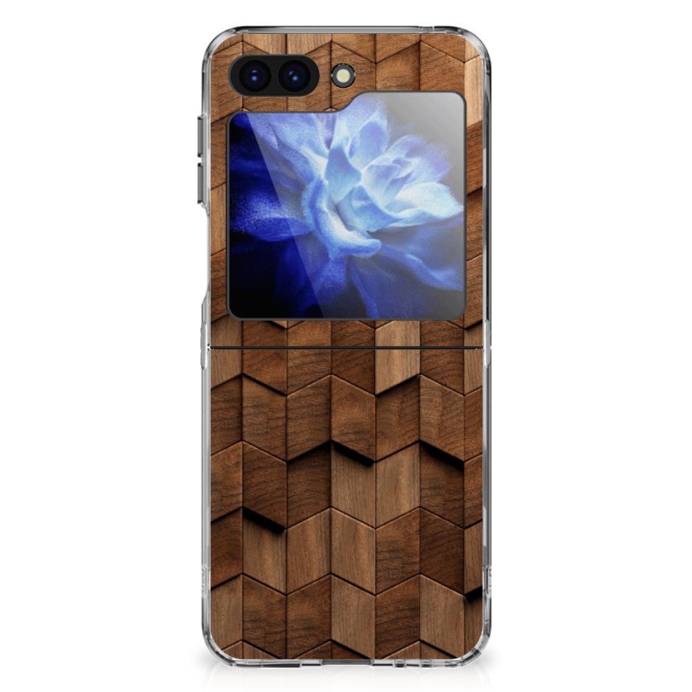 Samsung Galaxy Z Flip 6 Bumper Hoesje Wooden Cubes achterkant
