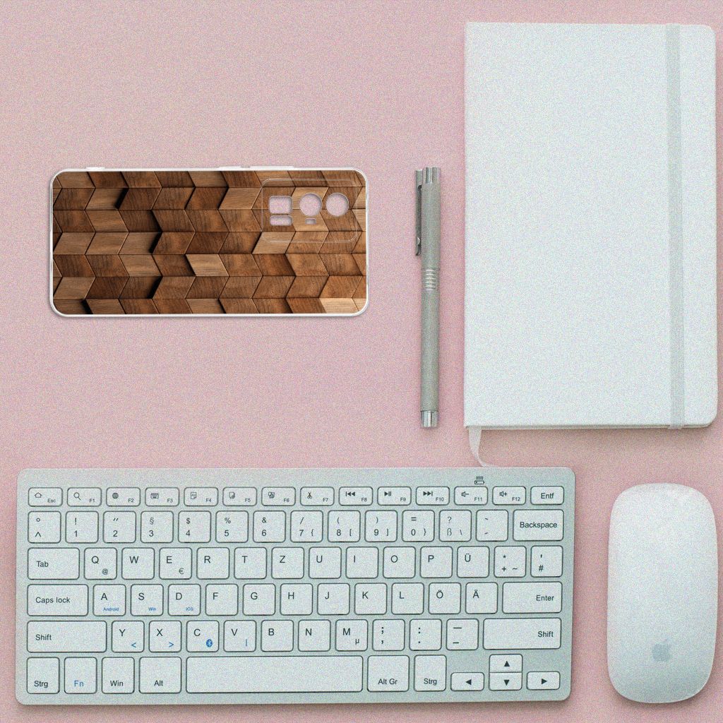 Xiaomi Poco F5 Pro Bumper Hoesje voor Xiaomi Poco F5 Pro Wooden Cubes bovenaanzicht