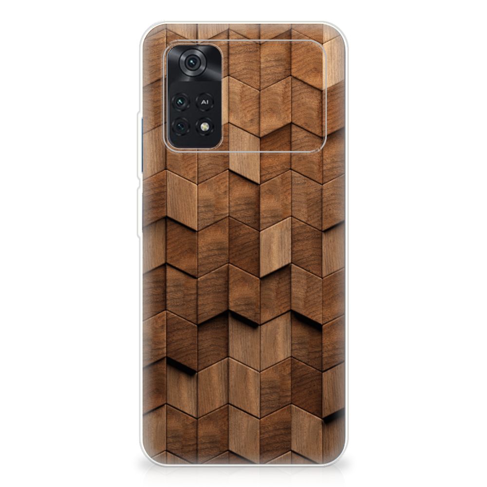 Xiaomi Poco M4 Pro 4G Bumper Hoesje Wooden Cubes achterkant