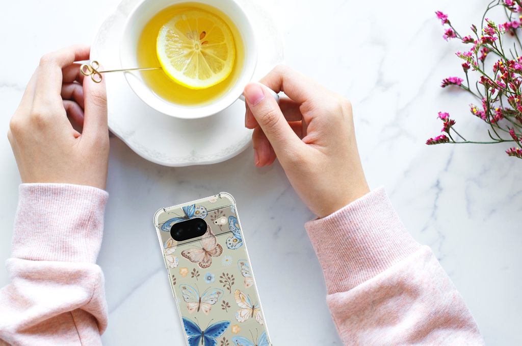 Google Pixel 8 Case Anti-shock voor Google Pixel 8 Vlinder bovenaanzicht