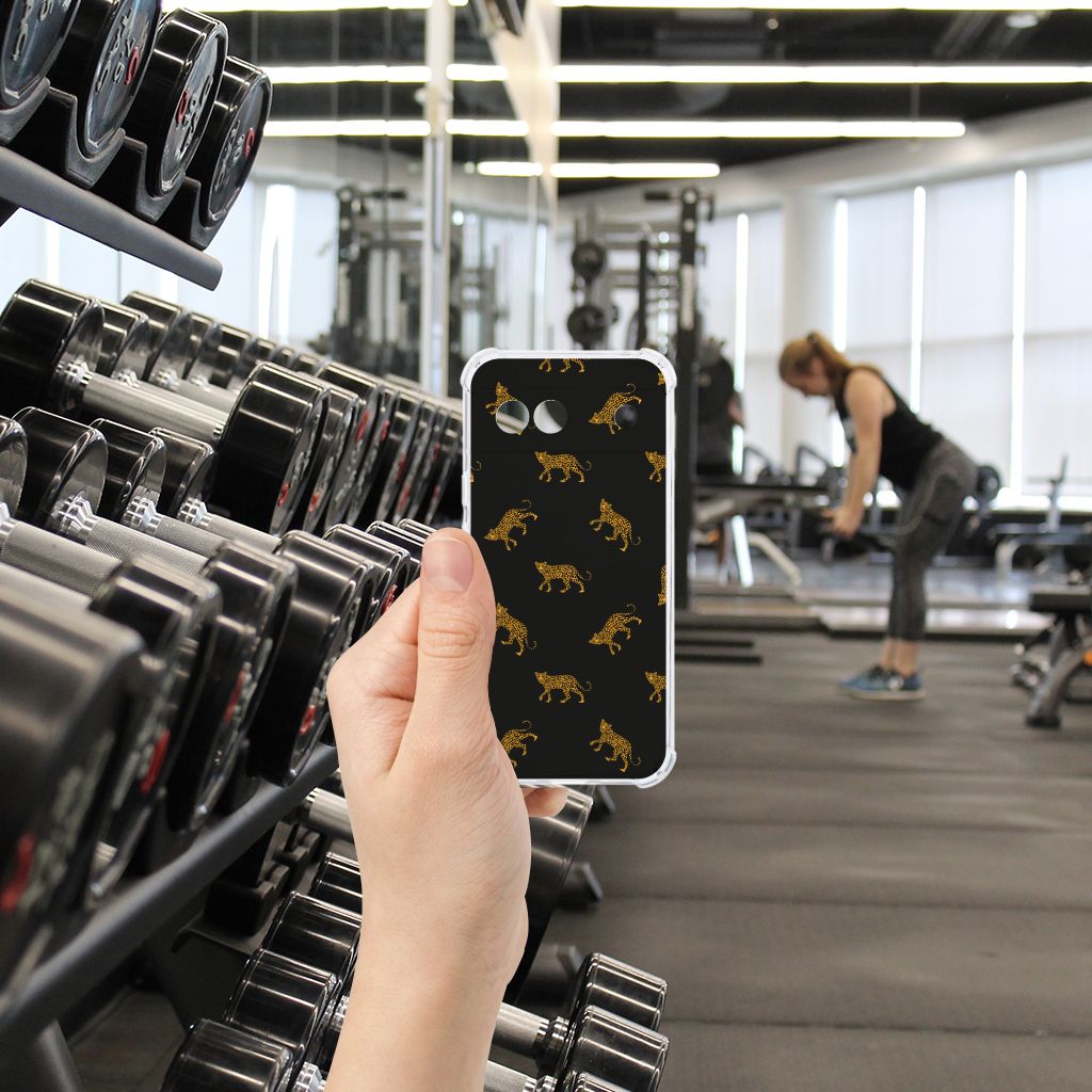 Google Pixel 8A Case Anti-shock Leopards design hand voorzijde