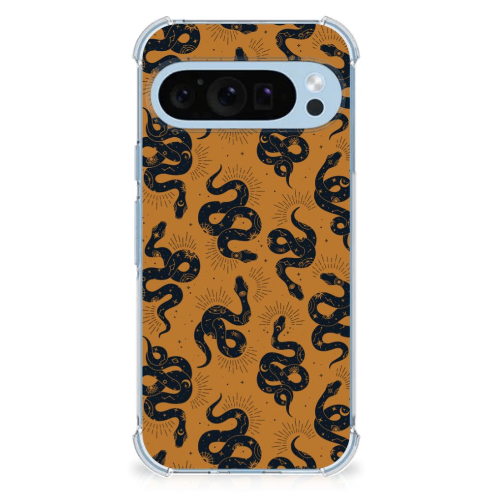 Case Anti-shock voor Google Pixel 9 | 9 Pro Snakes slangen design voorkant