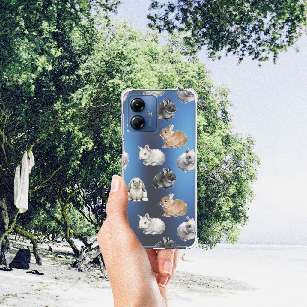 Motorola Moto G14 Case Anti-shock Konijntjes voorkant