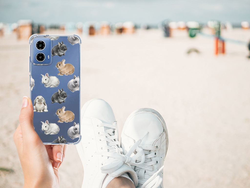 Case Anti-shock voor Motorola Moto G34 Konijntjes B2C Telecom