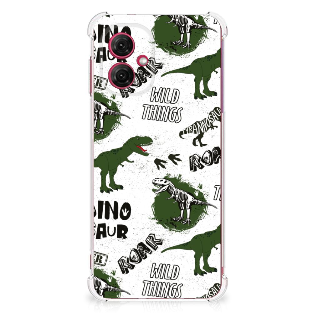 Case Anti-shock voor Motorola Moto G55 Dinosaurus dino design voorkant