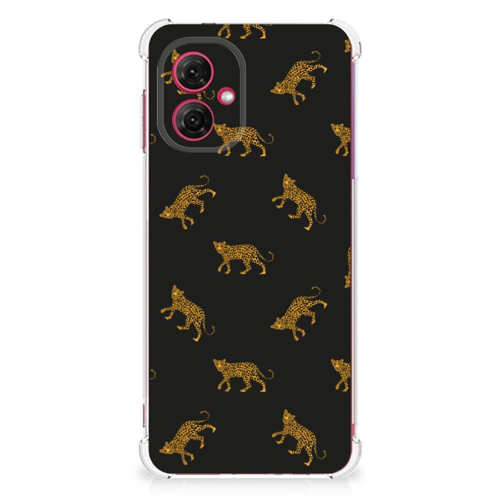 Motorola Moto G55 Case Anti-shock Leopards achterkant
