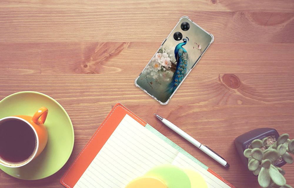 Case Anti-shock voor OPPO Reno8 T 4G Vintage Pauwen B2C Telecom