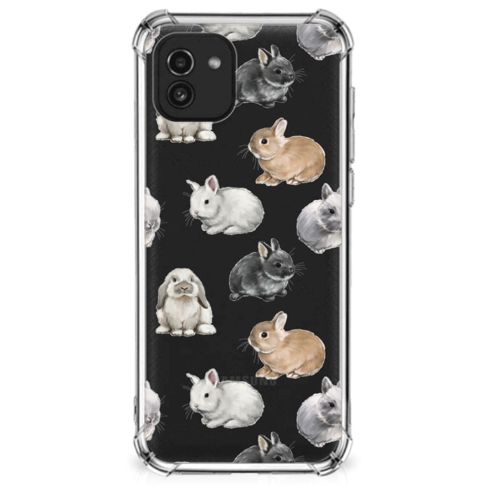 Samsung Galaxy A03 Case Anti-shock Konijntjes voorkant