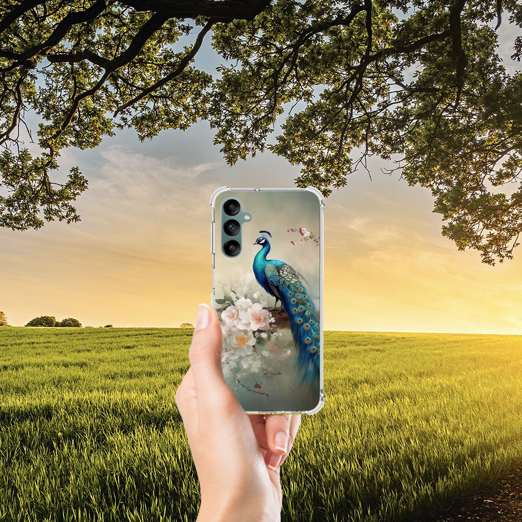 Samsung Galaxy A24 Case Anti-shock Vintage Pauwen aanzicht