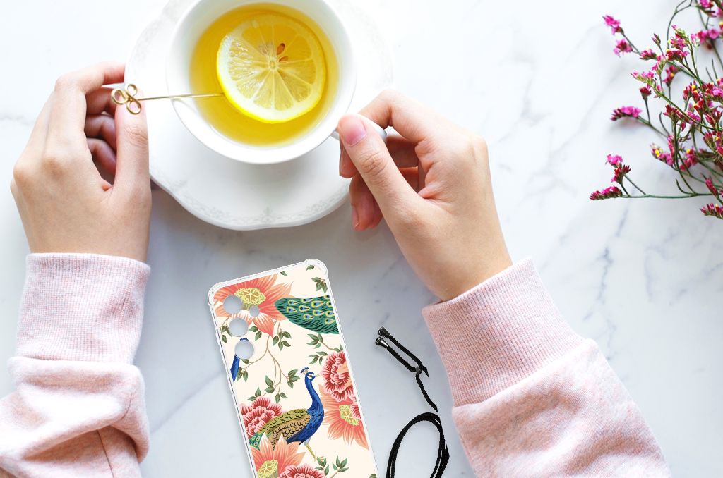 Case Anti-shock voor Samsung Galaxy A55 Pink Peacock B2C Telecom