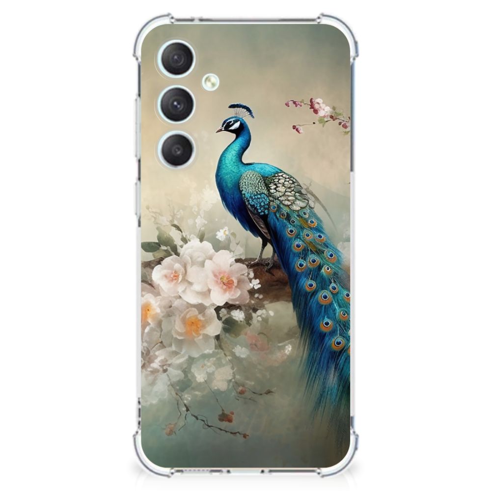 Samsung Galaxy S23 FE Case Anti-shock Vintage Pauwen aanzicht