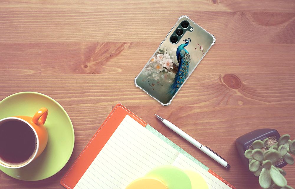 Case Anti-shock voor Samsung Galaxy S23 Plus Vintage Pauwen B2C Telecom
