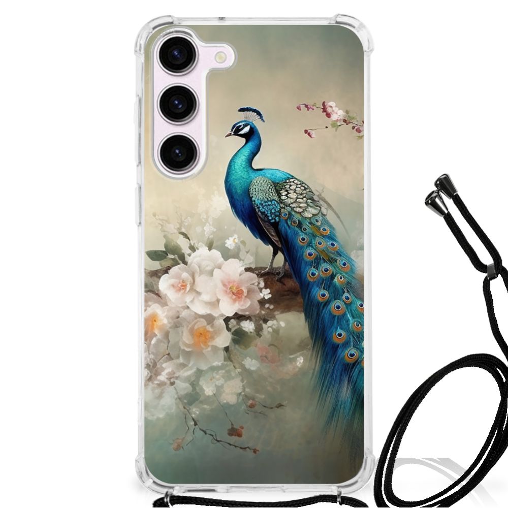 Samsung Galaxy S23 Case Anti-shock Vintage Pauwen aanzicht