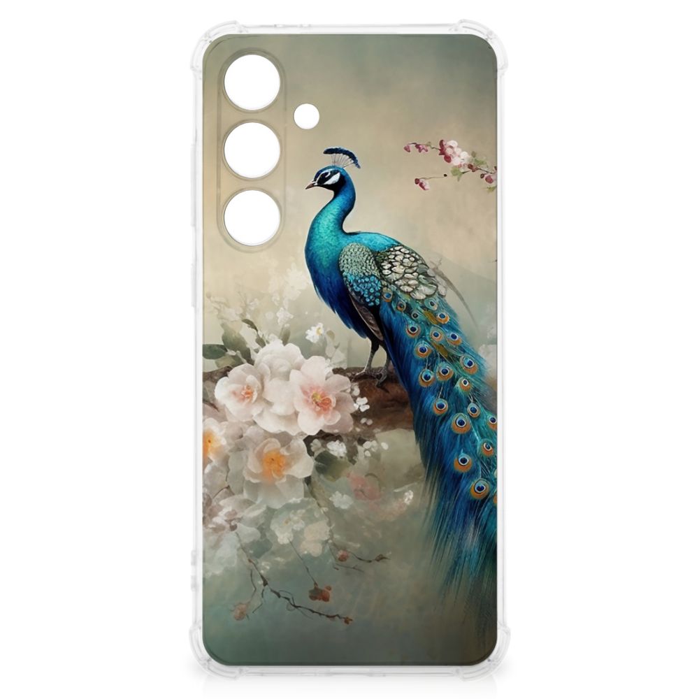 Samsung Galaxy S24 FE Case Anti-shock Vintage Pauwen voorkant