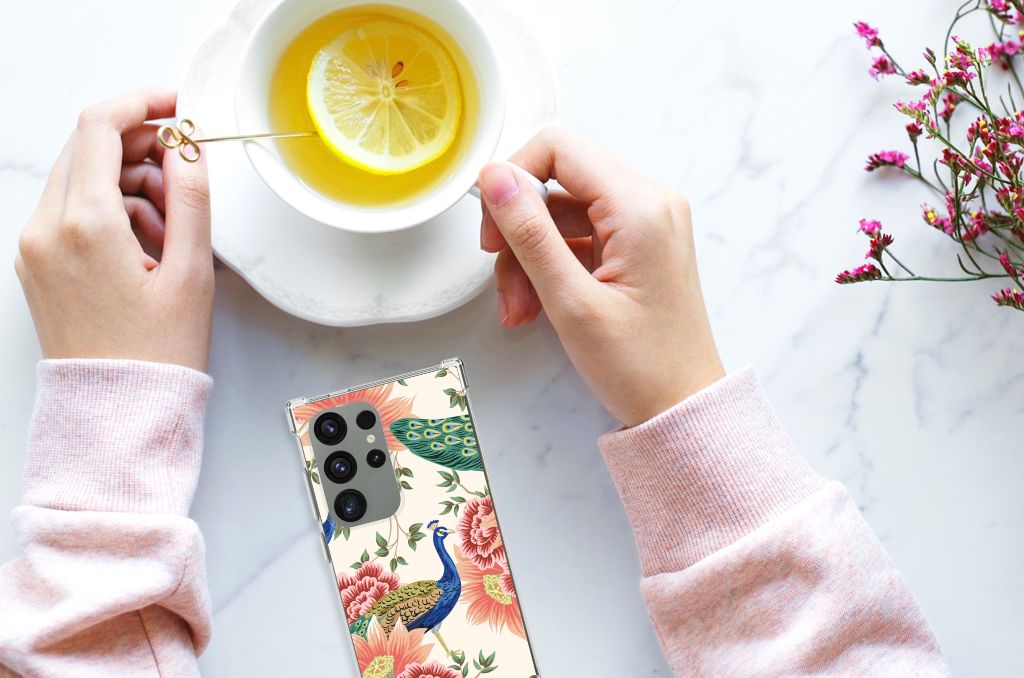 Case Anti-shock voor Samsung Galaxy S24 Ultra Pink Peacock B2C Telecom