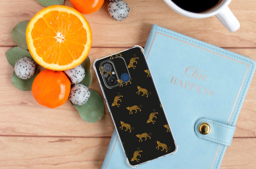 Xiaomi Redmi 12C Case Anti-shock Leopards bovenaanzicht met fruit en notitieboek