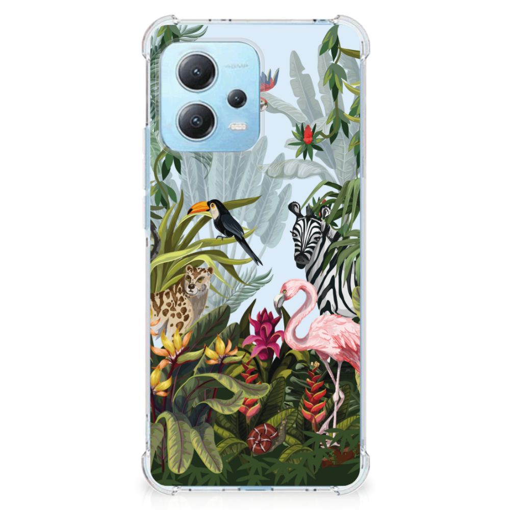 Xiaomi Redmi Note 12 5G Case Anti-shock Jungle dieren flora jungle stijl aanzicht