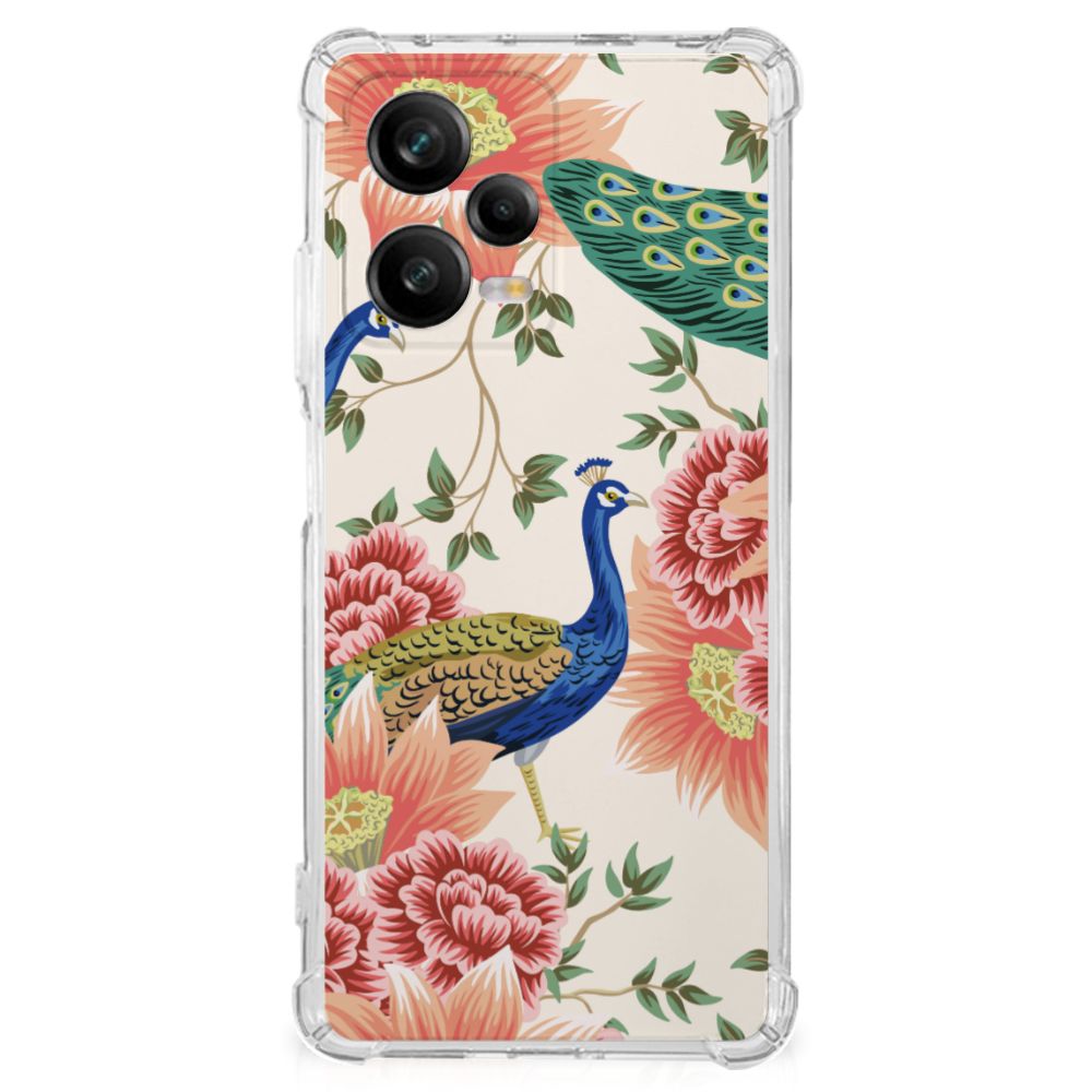 Xiaomi Redmi Note 12 Pro Plus Case Anti-shock Pink Peacock voorkant