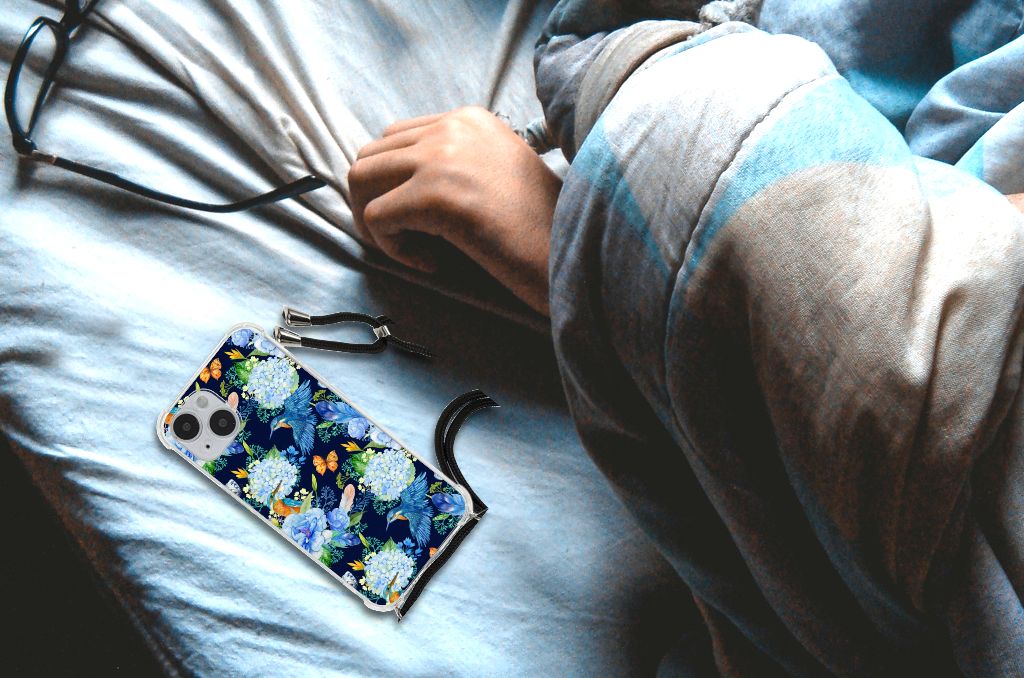 Apple iPhone 14 Plus Case Anti-shock IJsvogel bovenaanzicht bloemen