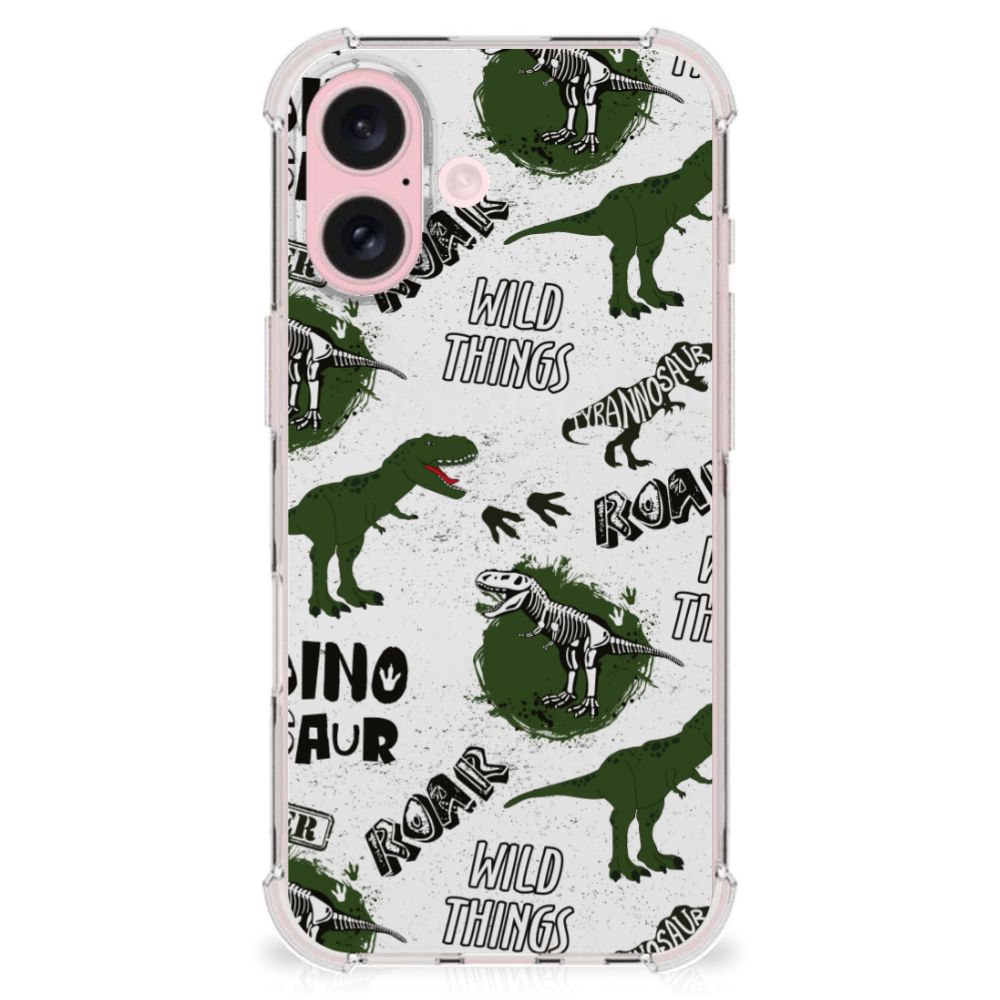 Apple iPhone 16 Case Anti-shock Dinosaurus dino design voorkant