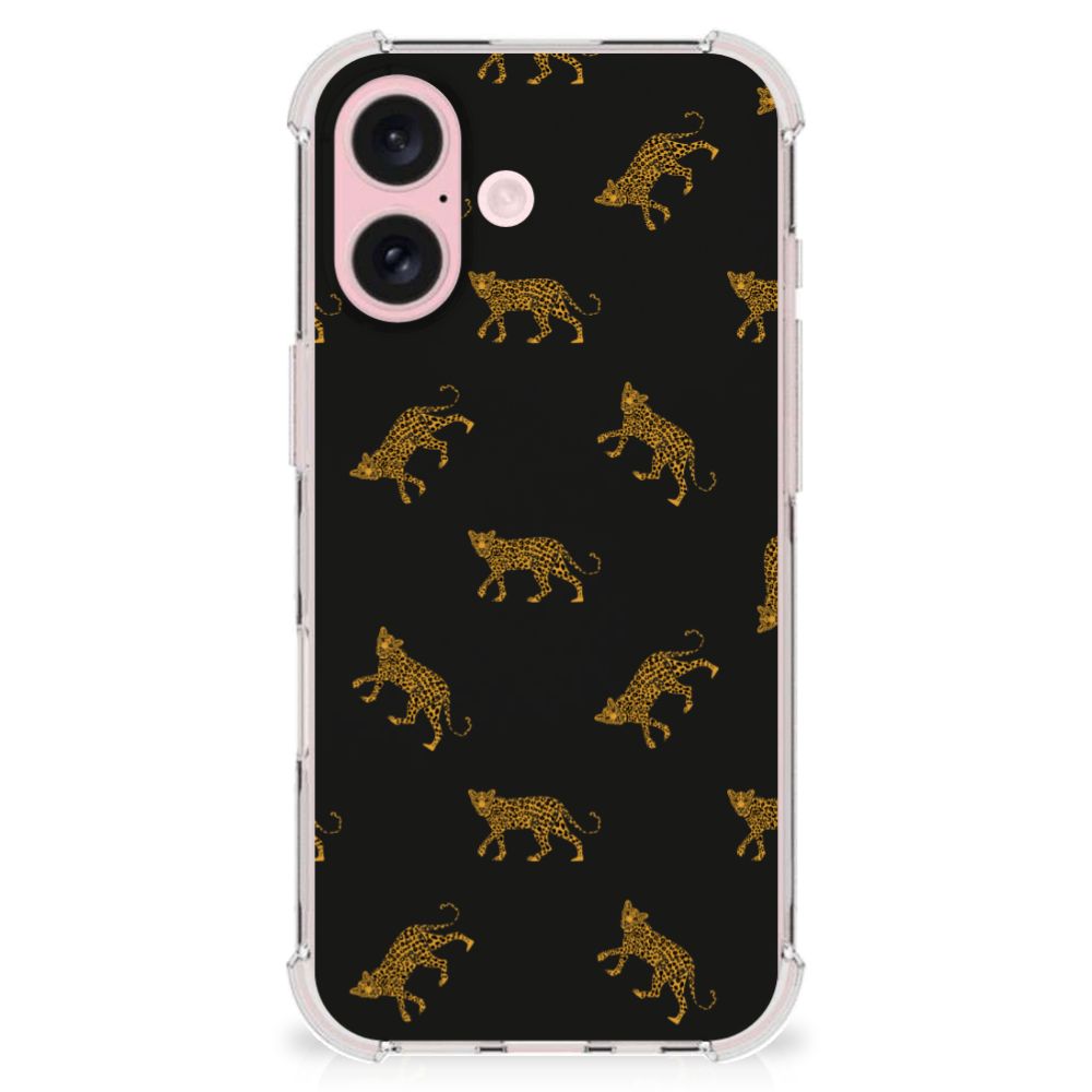 Case Anti-shock voor iPhone 16 Leopards luipaardenprint achterzijde