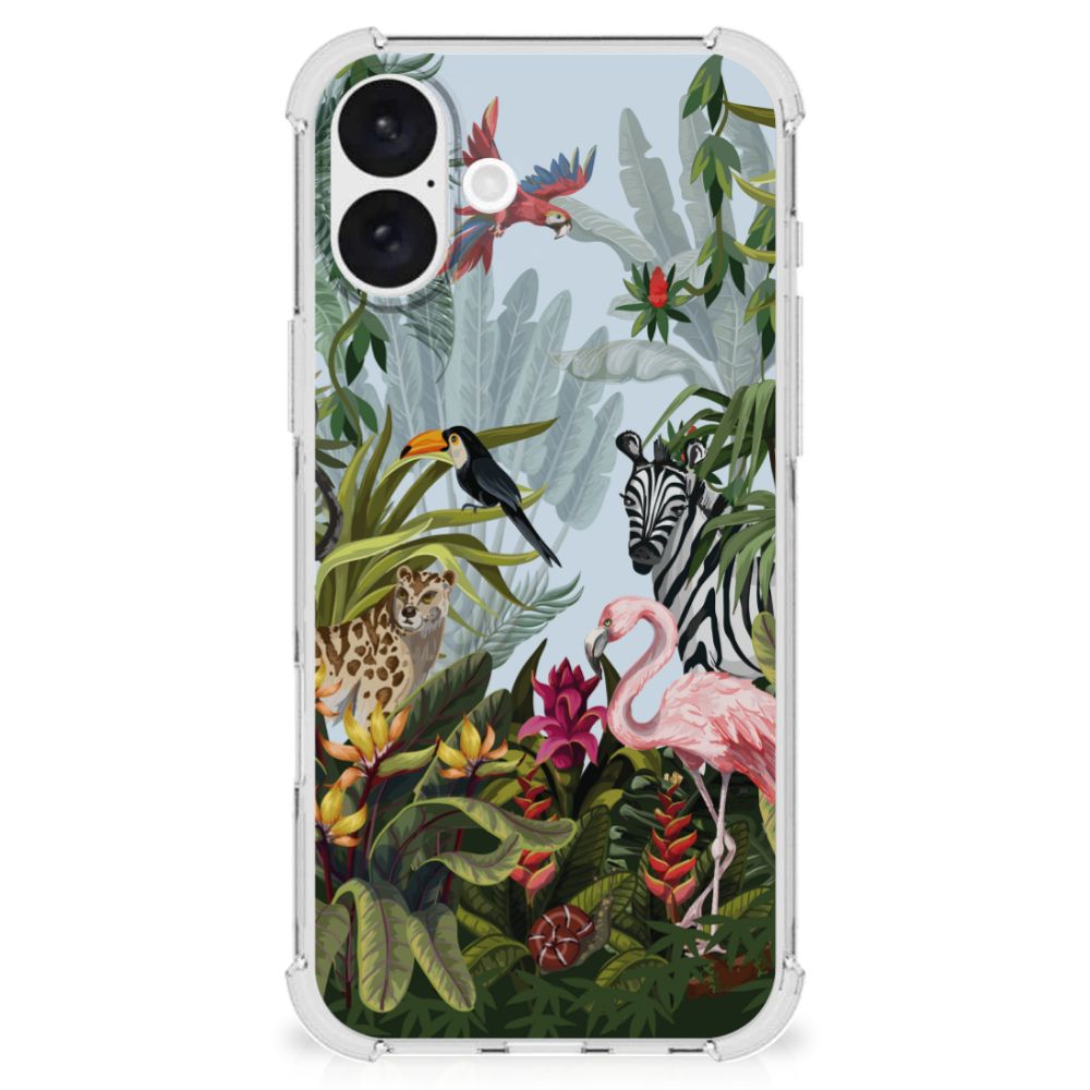 Case Anti-shock voor iPhone 16 Plus Jungle dieren jungle stijl voorkant