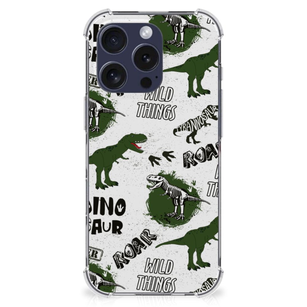 Case Anti-shock voor iPhone 16 Pro Max Dinosaurus dino design vooraan