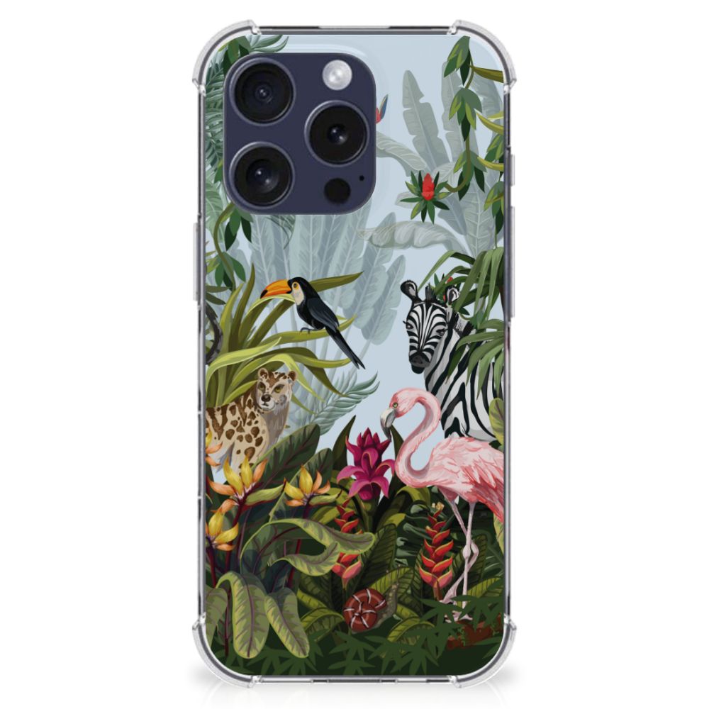 iPhone 16 Pro Max Case Anti-shock Jungle tropisch design voorkant