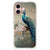 Case Anti-shock voor iPhone 16 Vintage Pauwen pauw bloemen aanzicht
