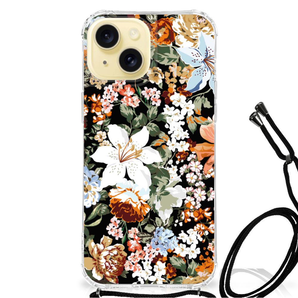 Case voor Apple iPhone 15 Dark Flowers B2C Telecom