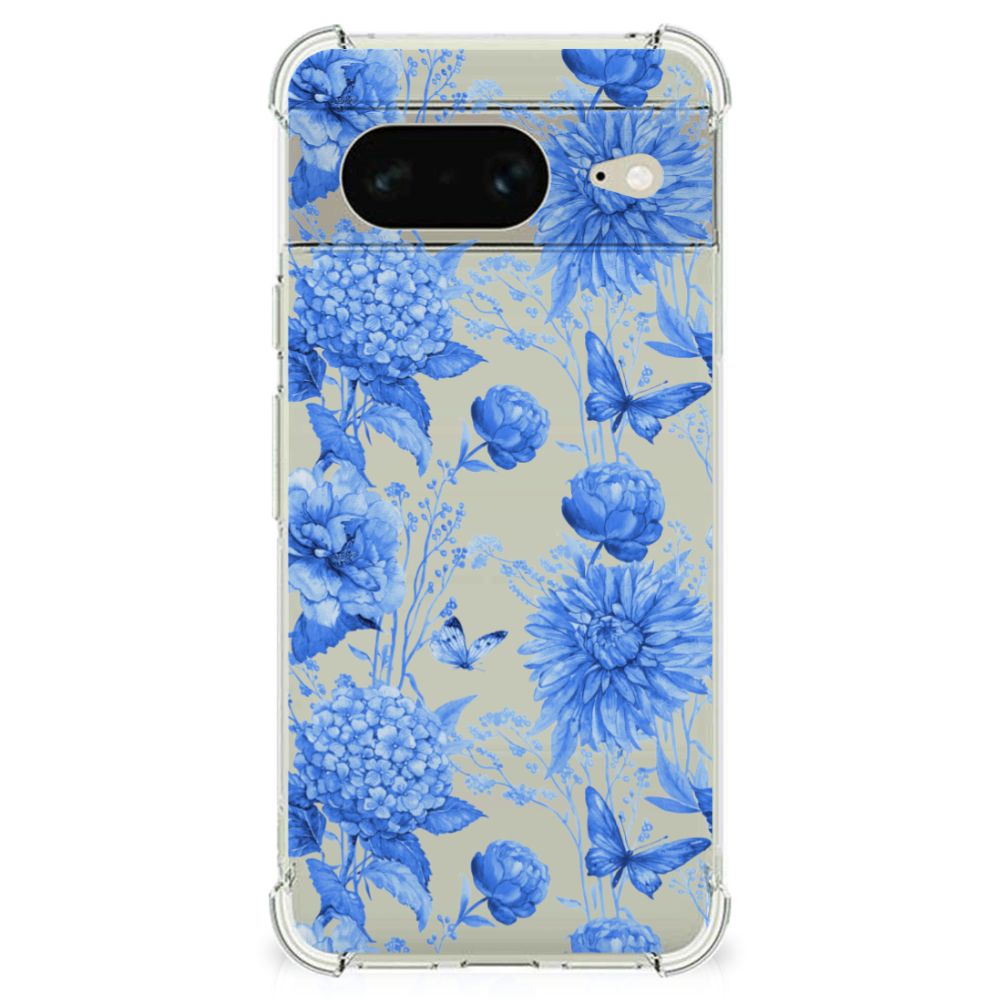 Case voor Google Pixel 8 Flowers Blue B2C Telecom