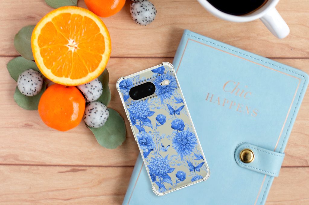 Case voor Google Pixel 8 Flowers Blue B2C Telecom
