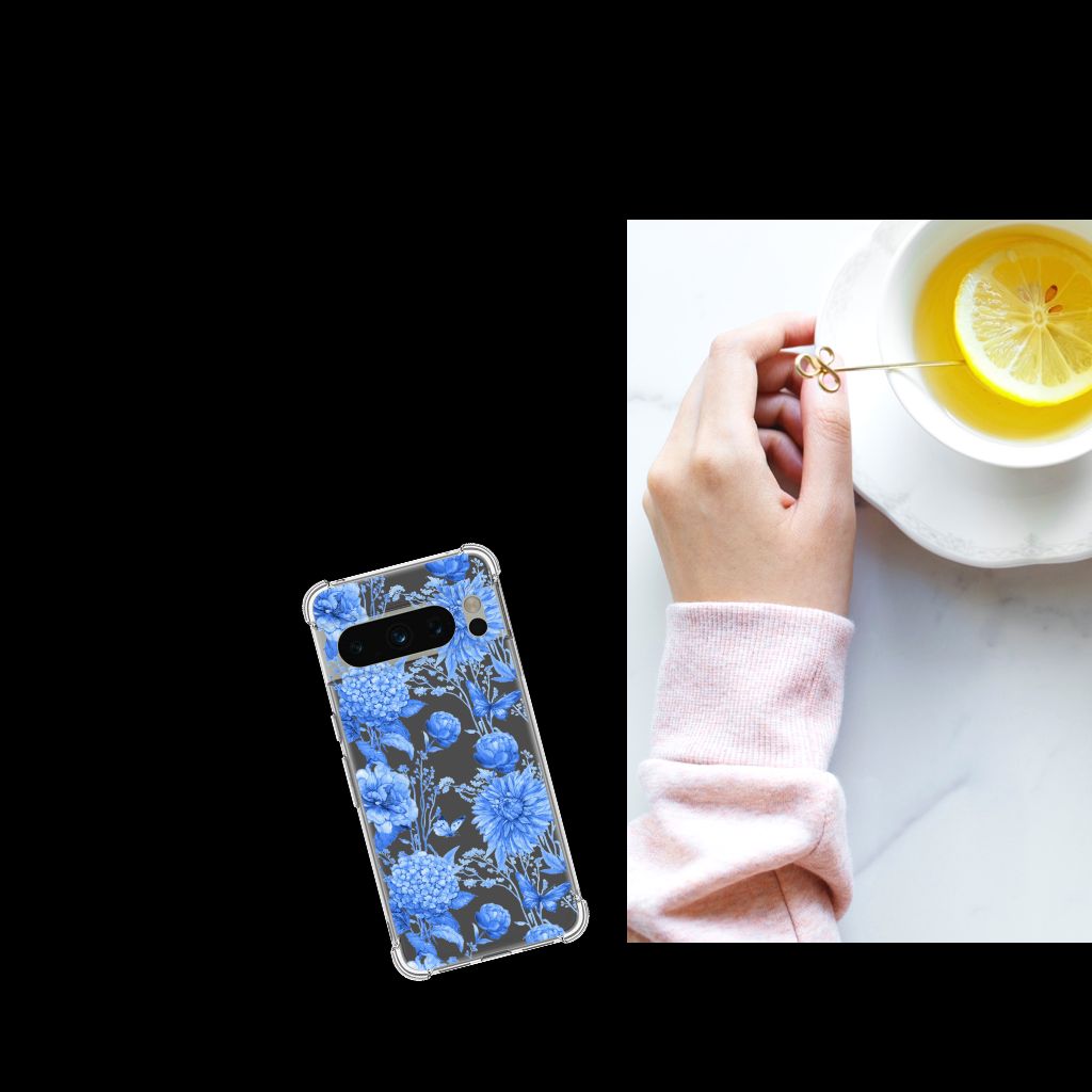 Case voor Google Pixel 8 Pro Flowers Blue B2C Telecom