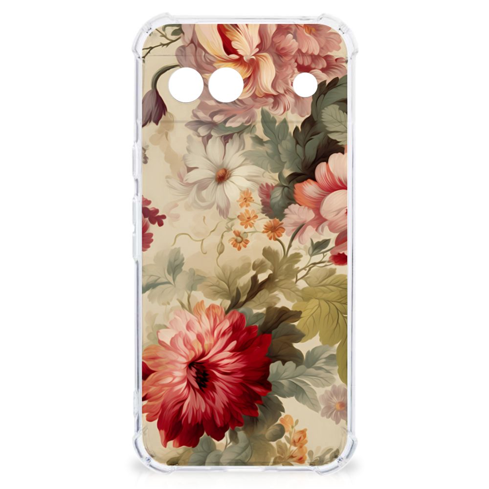 Google Pixel 8A Case voor Google Pixel 8A Bloemen achteraanzicht