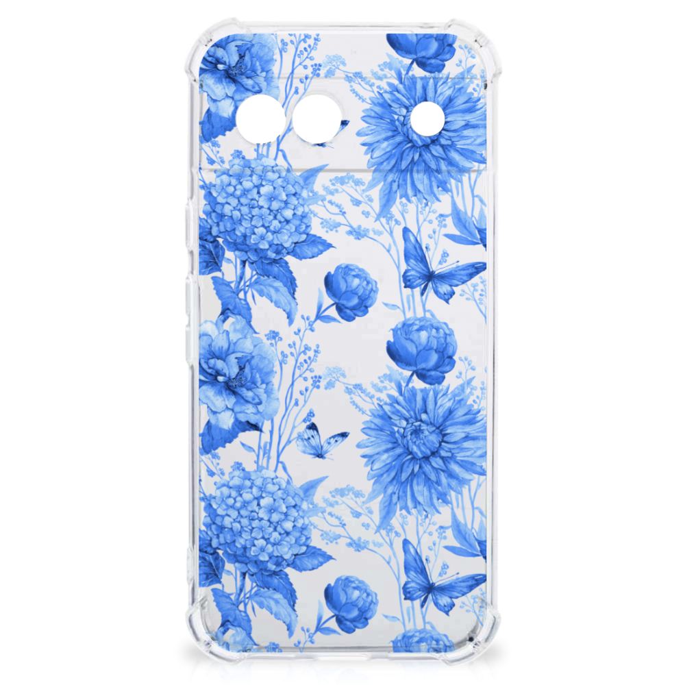Google Pixel 8A Case voor Google Pixel 8A Flowers Blue voorkant
