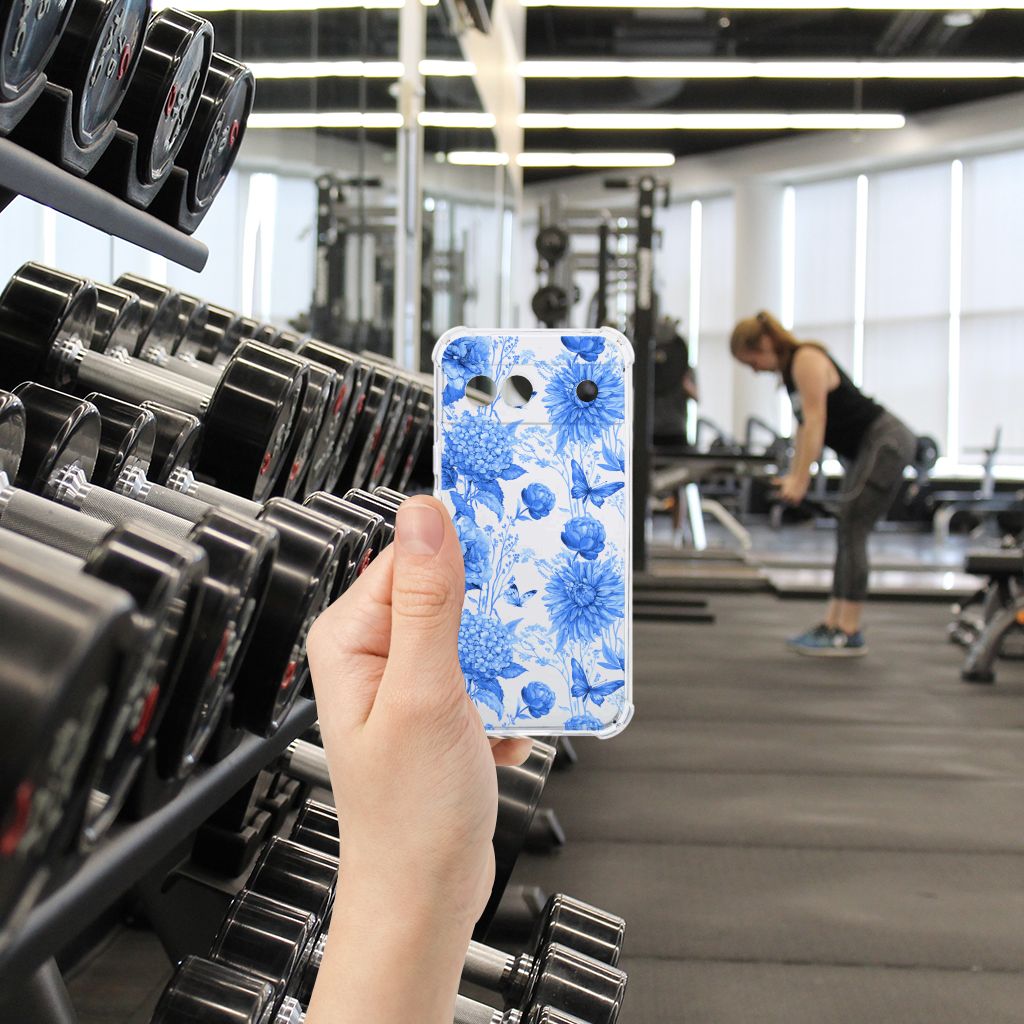 Google Pixel 8A Case voor Google Pixel 8A Flowers Blue hand telefoon sportschool