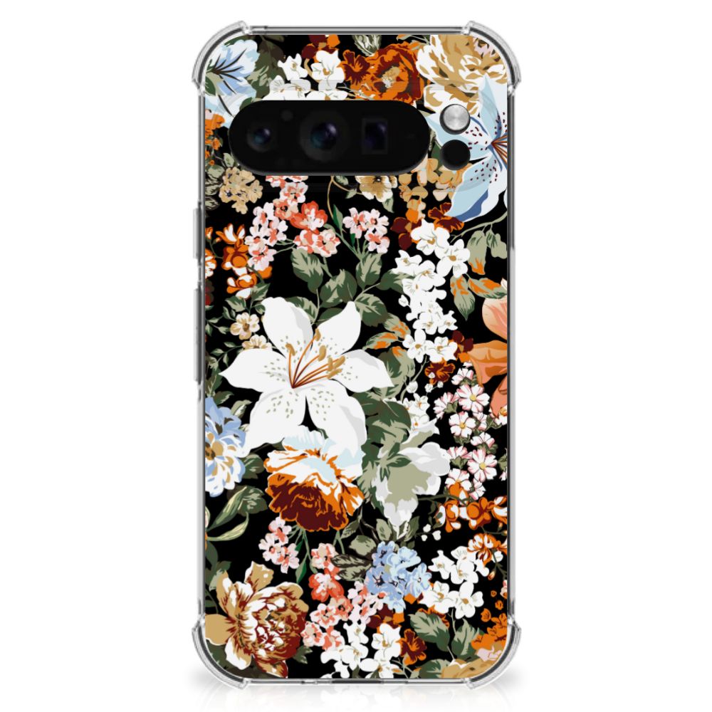 Google Pixel 9 Pro XL Case voor Google Pixel 9 Pro XL Dark Flowers achterkant