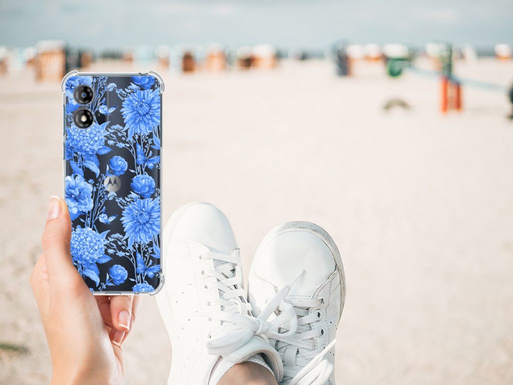 Case voor Motorola Moto E13 Flowers Blue B2C Telecom