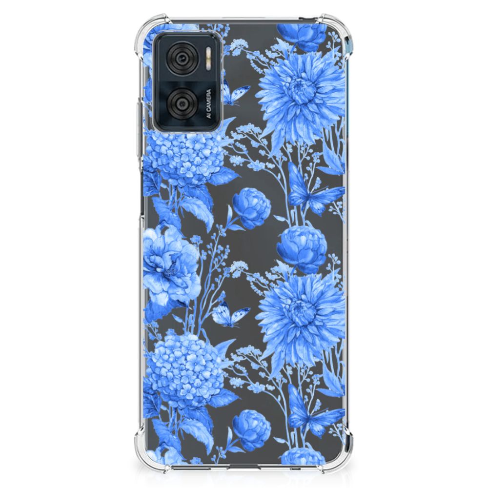 Case voor Motorola Moto E22 | E22i Flowers Blue B2C Telecom