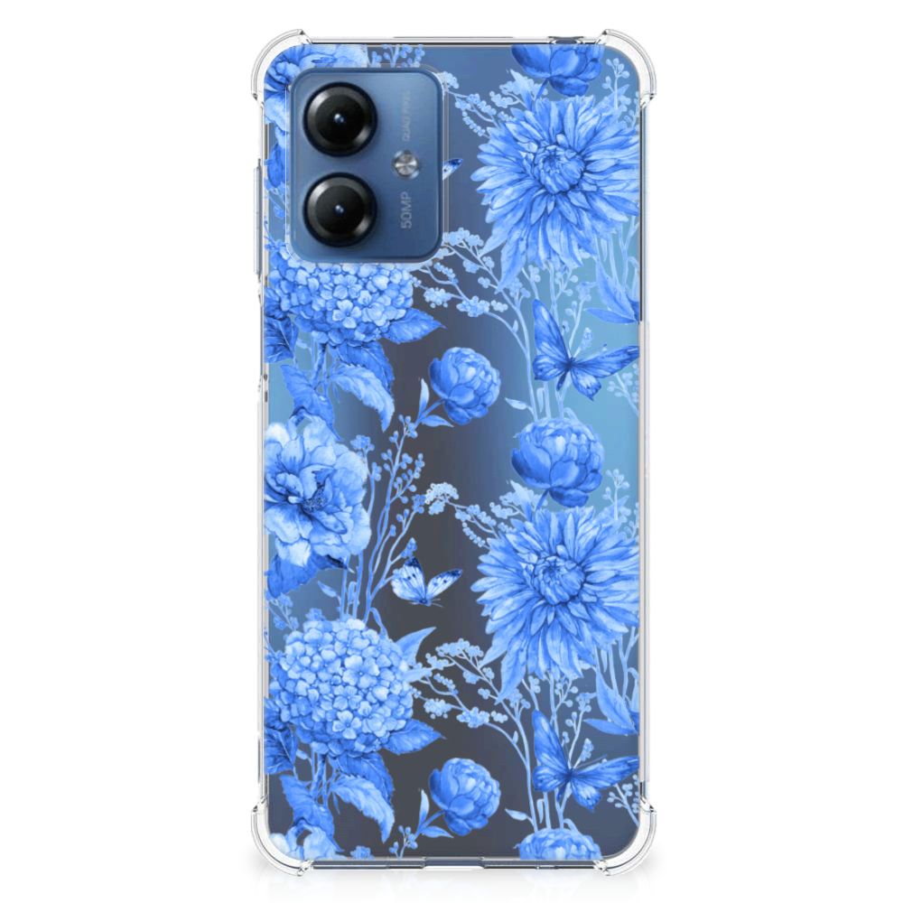 Case voor Motorola Moto G14 Flowers Blue B2C Telecom