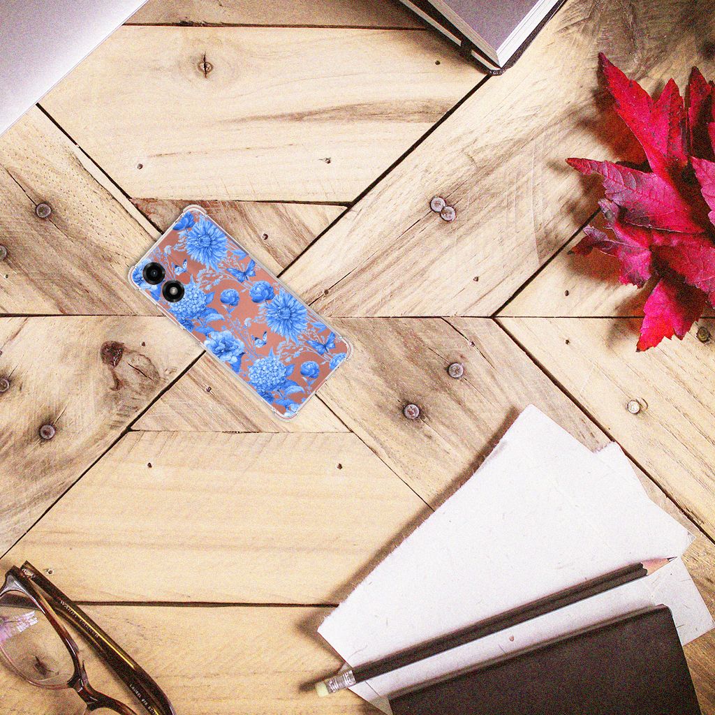Case voor Motorola Moto G24 | G24 Power | G04 Flowers Blue bovenaanzicht