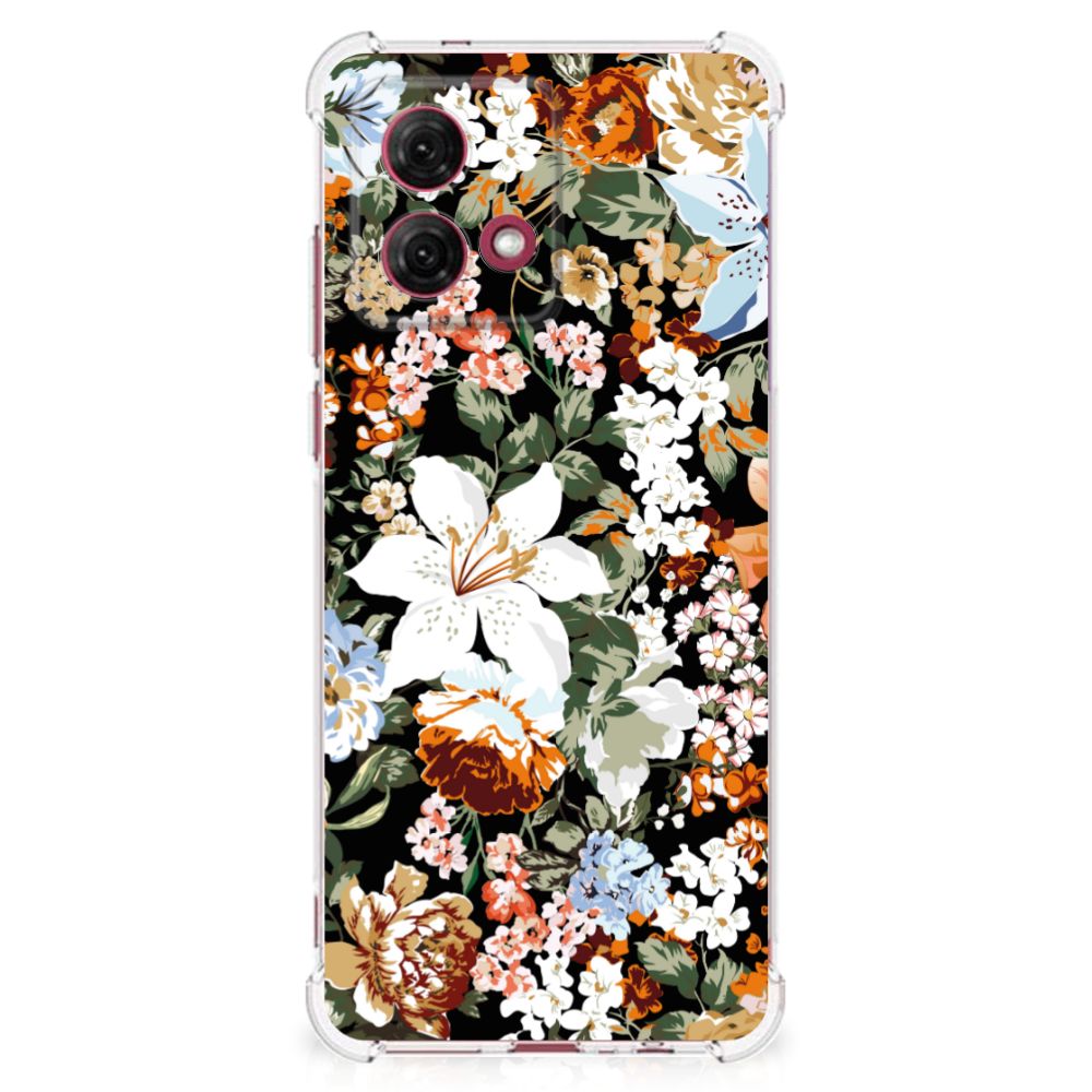 Case voor Motorola Moto G84 Dark Flowers met kleurrijke bloemen voor dagelijkse bescherming en stijl 🌸.