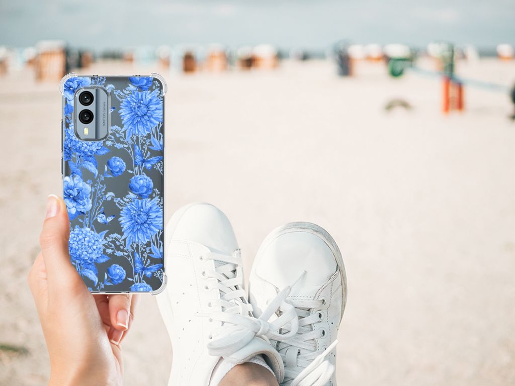 Case voor Nokia X30 Flowers Blue B2C Telecom